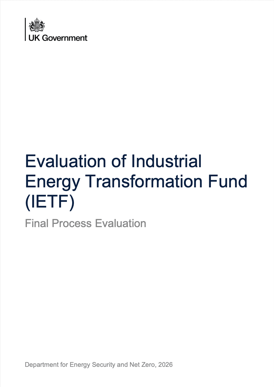 Evaluation of Industrial Energy Transformation Fund (IETF)
