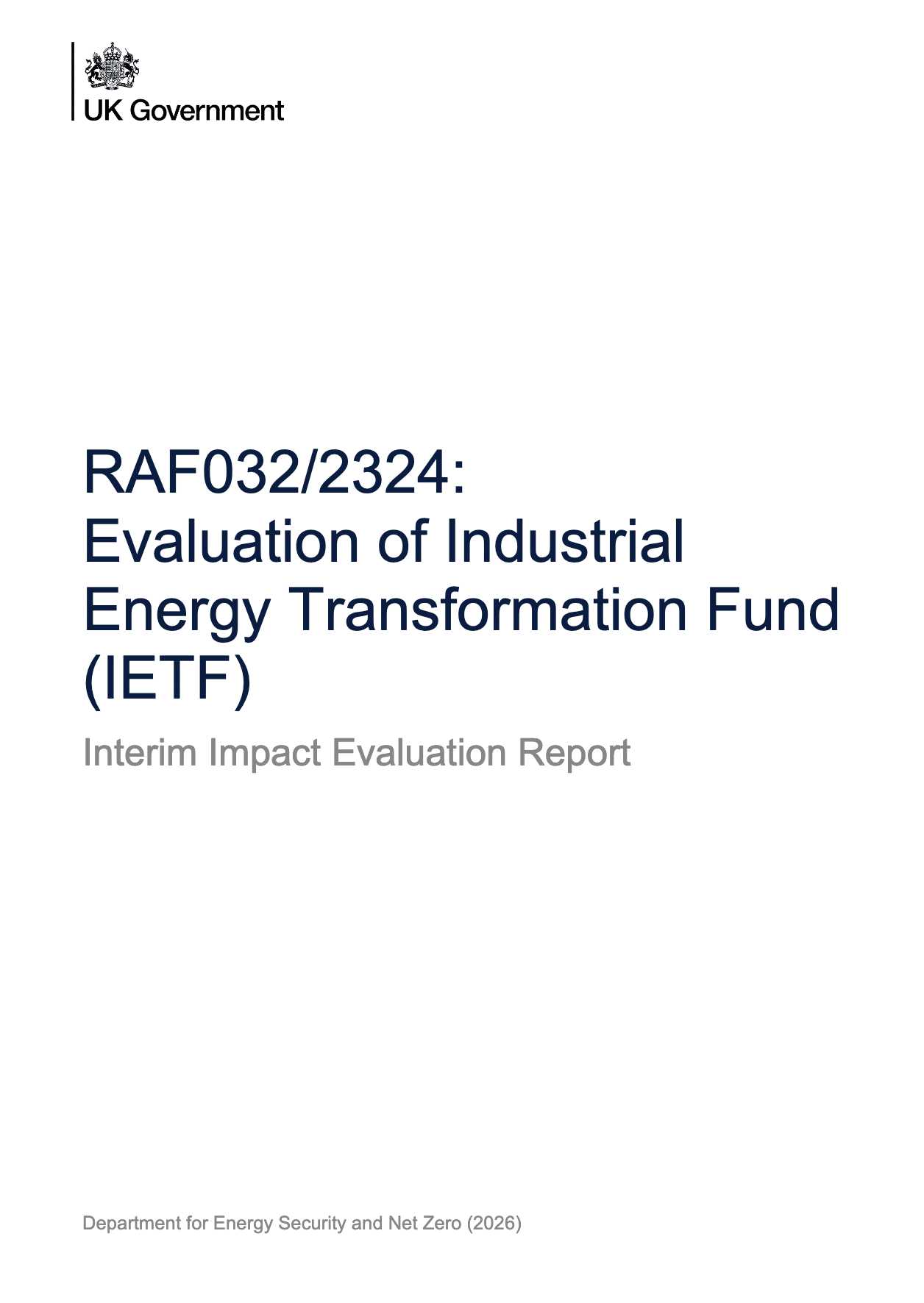 Industrial Energy Transformation Fund (IETF): interim impact evaluation