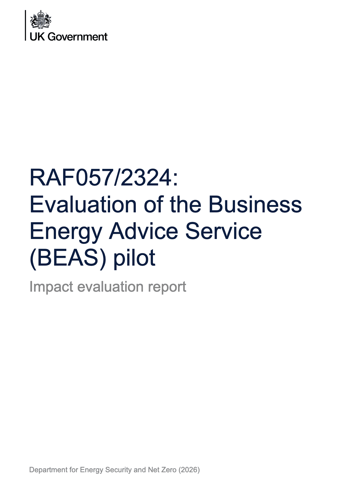 Business Energy Advice Service (BEAS) pilot: impact evaluation